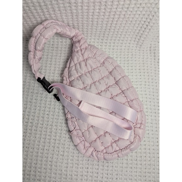 Handbags - Light Pink Quilted Puffer Sling Bag Adjustable Crossbody Teardrop Backpack